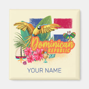 Dominikanische Republik Retro Karibikinsel Papagei Magnet