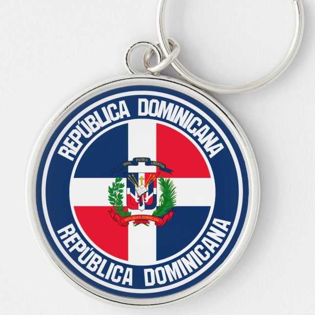 Dominikanische Republik-rundes Emblem Schlüsselanhänger (Vorne)
