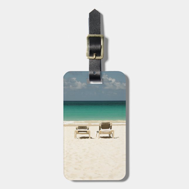 Dominikanische Republik-Strand-Stühle Gepäckanhänger (Vorderseite vertikal)