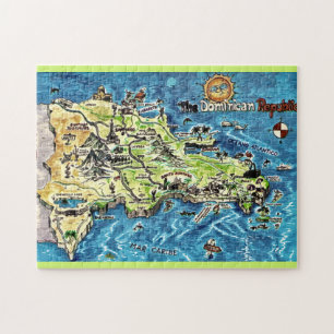 Dominikanische Republik Vintage 11x14 Karte