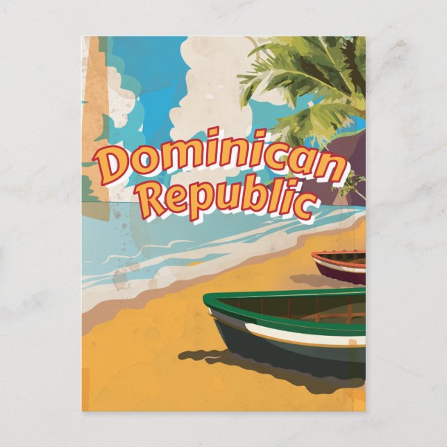 Dominikanische Republik Vintager Urlaub Poster Postkarte (Vorderseite)