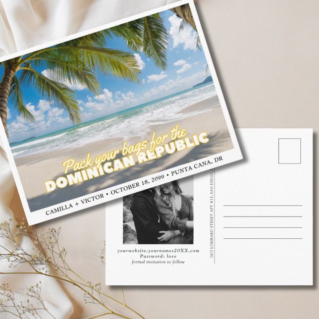 Dominikanische Republik Wedding Save the Date Post Postkarte (Dominican Republic Save the Date Postcard)