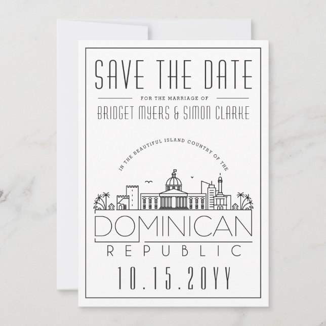 Dominikanische Republik Wedding Skyline Save the D Einladung (Vorderseite)