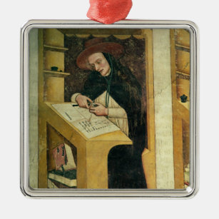 Dominikanischer Mönch an seinem Schreibtisch, vom Ornament Aus Metall
