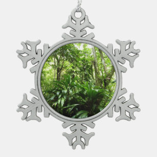 Dominikanischer Regenwald I Tropische Natur Schneeflocken Zinn-Ornament
