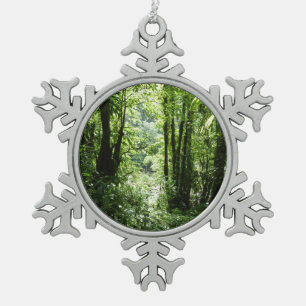 Dominikanischer Regenwald II Tropengrün Schneeflocken Zinn-Ornament