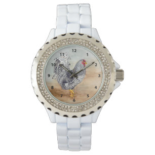 Dominique Chicken Rooster Wasserfarbenspiel Armbanduhr