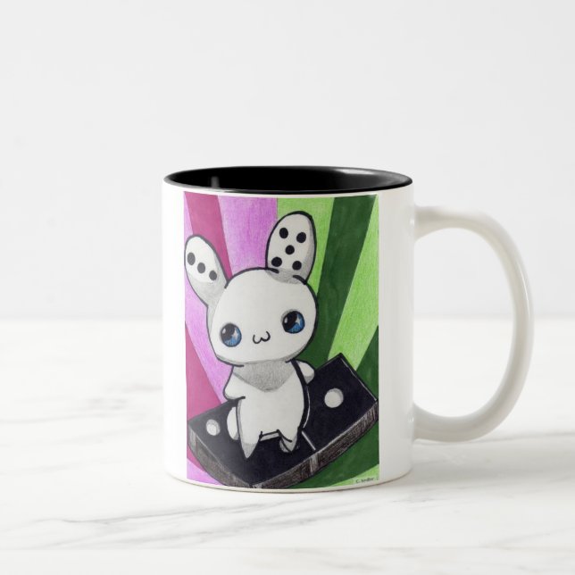 Domino-Häschen Zweifarbige Tasse (Rechts)