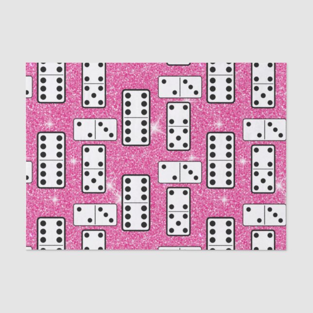 Domino Pieces Dominoi Board Game Pink Glitzer Seidenpapier (Vorderseite)