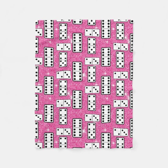 Domino Pieces Dominospiel Spiel Rosa Glitzer Fleecedecke (Vorderseite)