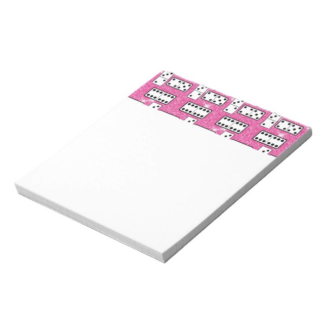 Domino Pieces Dominospiel Spiel Rosa Glitzer Notizblock (Rotiert)