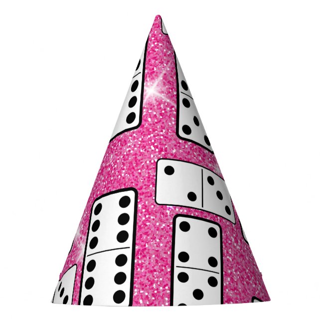 Domino Pieces Dominospiel Spiel Rosa Glitzer Partyhütchen (Vorderseite)