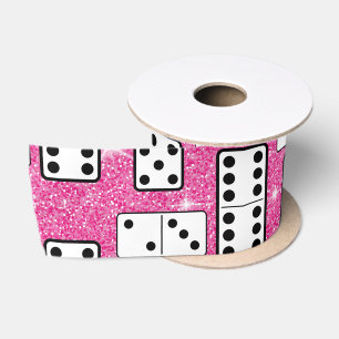 Domino-Steine Domino Brettspiel Rosa Glitter Satinband