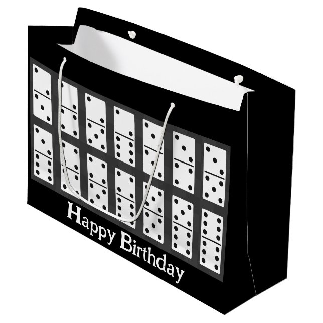 Dominodesign Große Geschenktüte (Vorderseite Schrägansicht)