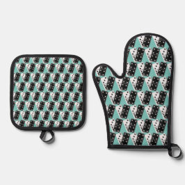 Dominoes Design Oven Mitt & Pot Holder Set