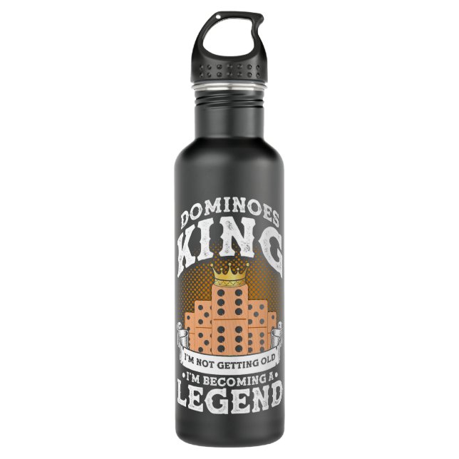 Dominoes King Im wird nicht Old Dominoes 2 Edelstahlflasche (Vorderseite)