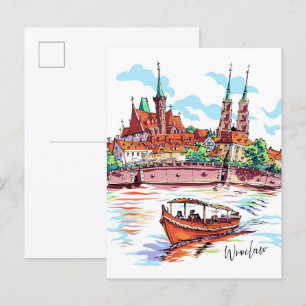 Dominsel in Breslau Polen Reise Postkarte