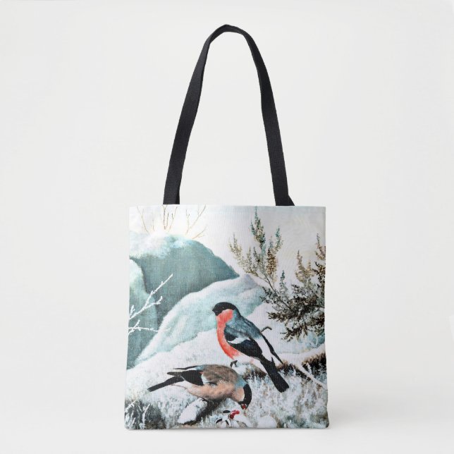 Dompfaffen in Winterlandschaft Tasche (Vorderseite)