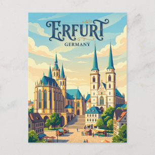 Domplatz Erfurt (Erfurter Dom und Severikirche) Postkarte
