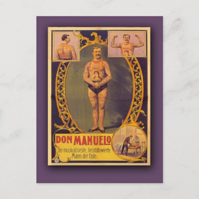 Don Manuelo, Homme Tatoué sur Cartes, Cartes Posta (Devant)