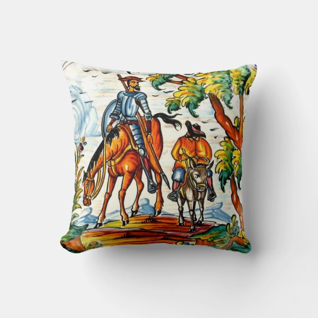 Don Quichote Cervantes antike Kissen (Vorderseite)