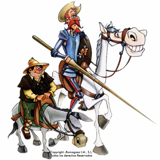 DON QUICHOTE U. ROCINANTE, SANCHO U. RUCIO FOTOSKULPTUR MAGNET (Vorne)