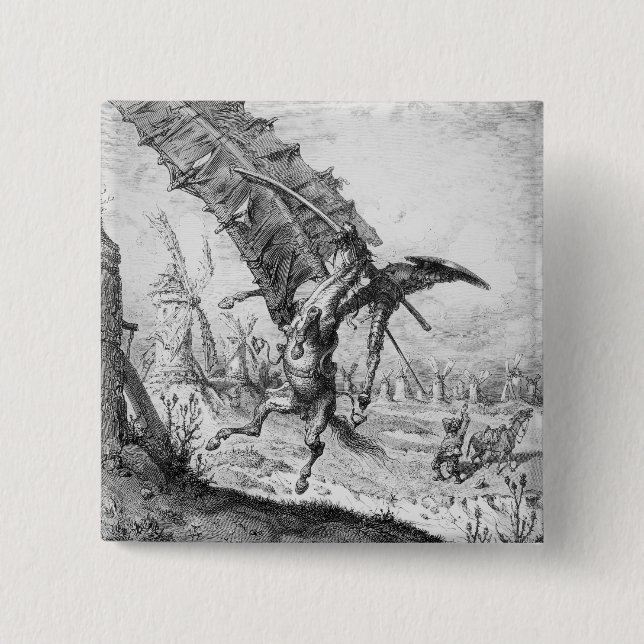 Don Quichote und die Windmühlen Button (Vorderseite)