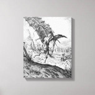 Don Quichote und die Windmühlen Leinwanddruck