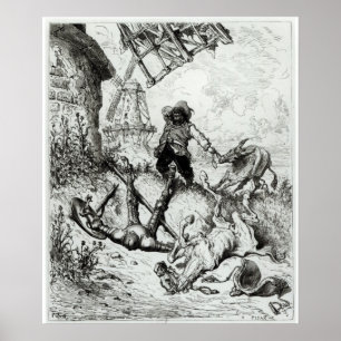 Don Quichote und die Windmühlen Poster