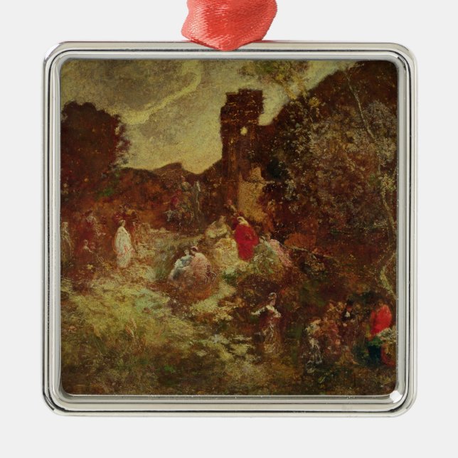 Don Quichote und Sancho Panza, c.1865 Silbernes Ornament (Vorne)