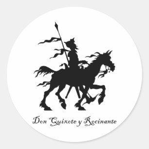 Don Quichote y Rocinante Runder Aufkleber
