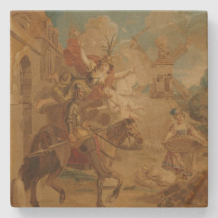Don Quijote, geführt von der Torheit, 18. Jahrhund Steinuntersetzer