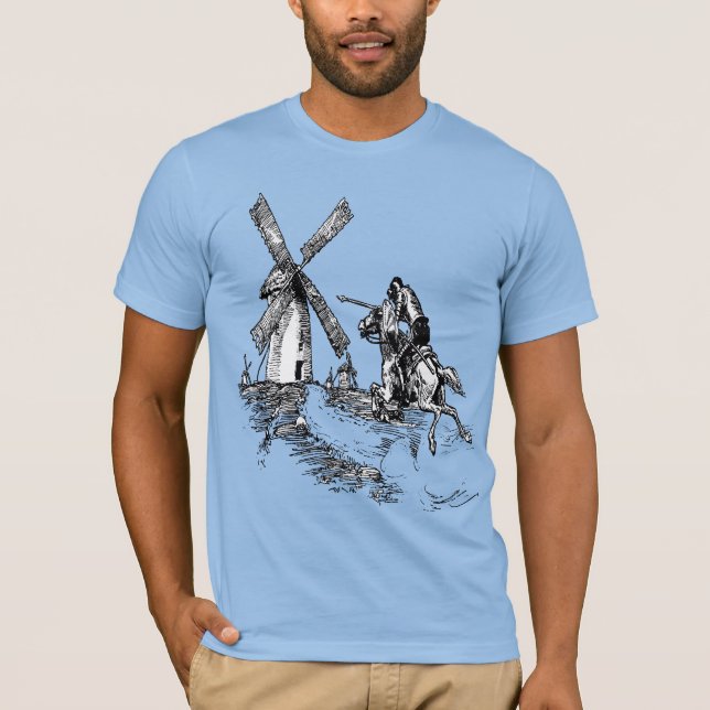 Don Quixote kämpft gegen Windmühlen T-Shirt (Vorderseite)
