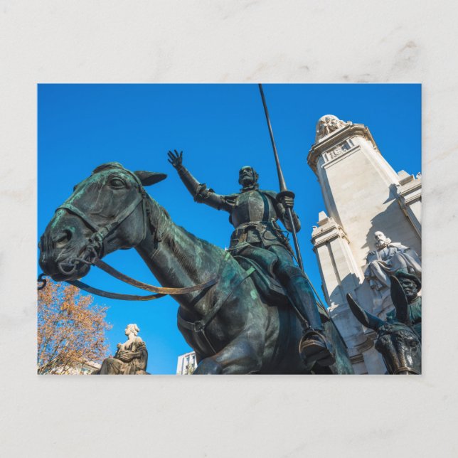 Don Quixote statue Cervantes monument Madrid Spani Postkarte (Vorderseite)