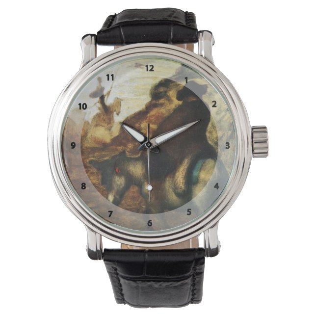Don Quixote und Sancho Pansa von Honore Daumier Armbanduhr (Vorderseite)