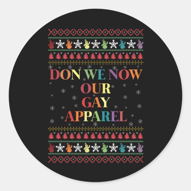 Don We now Our Gay Apparel Gay Weihnachten Runder Aufkleber (Vorderseite)