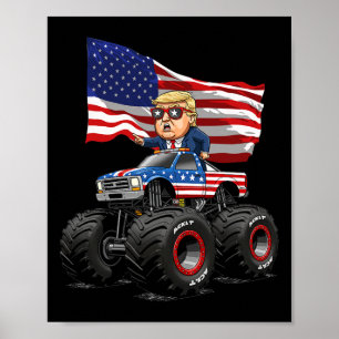 Donad Trump Monster Truck 4. Juli USA-Flagge Spaß Poster