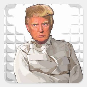 Donald in einer Zwangsjacke AntiTrumpfmalerei Quadratischer Aufkleber