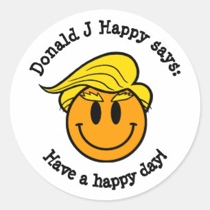 Donald J Happy "Viel Glück!" Runder Aufkleber