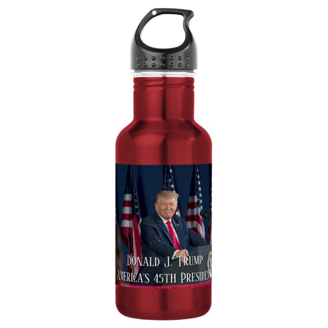 Donald J. Trump 45. Präsident Keepake Edelstahlflasche (Vorderseite)