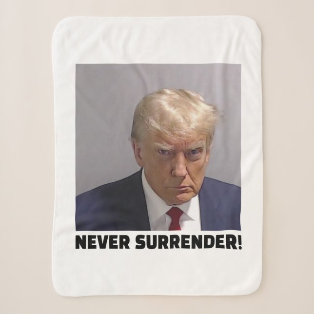 Donald J Trump Tasse Shot - Nie übergeben Long Sle Sherpadecke (Vorderseite)