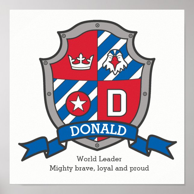 Donald Jungs D Name bedeutet Adler Wappen Poster (Vorne)