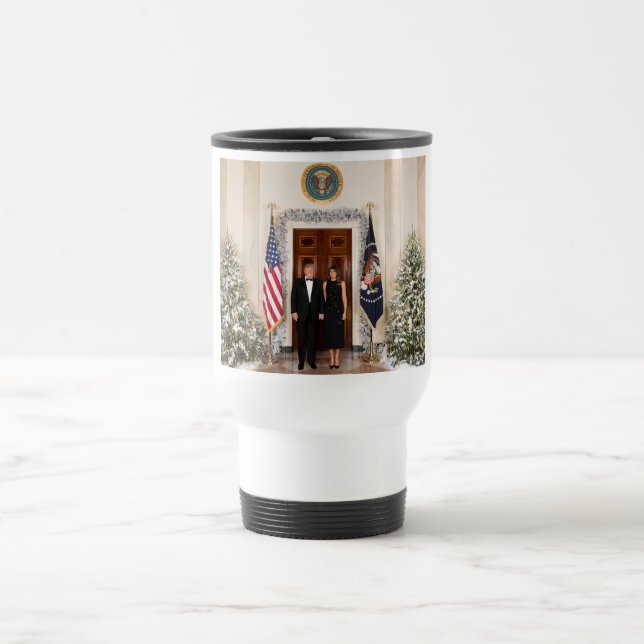 Donald & Melania Trumps Weihnachtsweißhaus Reisebecher (Mittel)