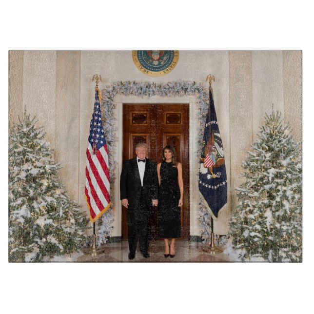 Donald & Melania Trumps Weihnachtsweißhaus Schneidebrett (Vorderseite)