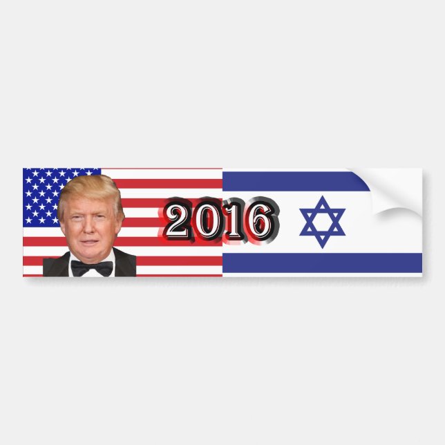 Donald Trump 2016 - Flaggen der USA und Israels Autoaufkleber (Vorne)