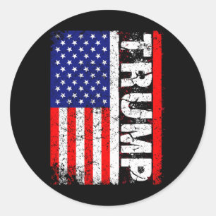 Donald Trump 2020 Vintage US-Flagge T-Shirts Runder Aufkleber
