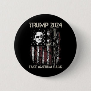 Donald Trump 2024: Amerika zurück in den USA Flagg Button