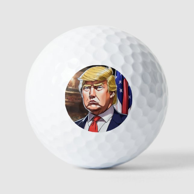 Donald Trump 2024 Golfball im Meme-Stil (Vorderseite)