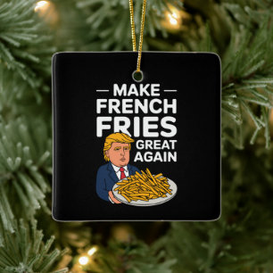 Donald Trump 2024 macht die französische Fry wiede Keramikornament