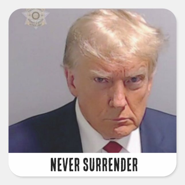 Donald Trump 2024 nie übergeben Quadratischer Aufkleber (Vorderseite)